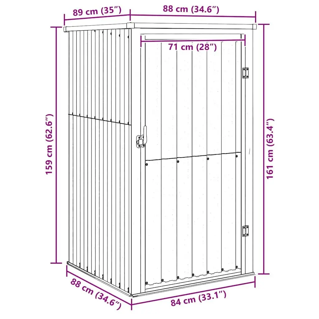 Galvanised Steel Garden Tool Shed Green 88x89x161cm Outdoor Storage with Sloping Roof