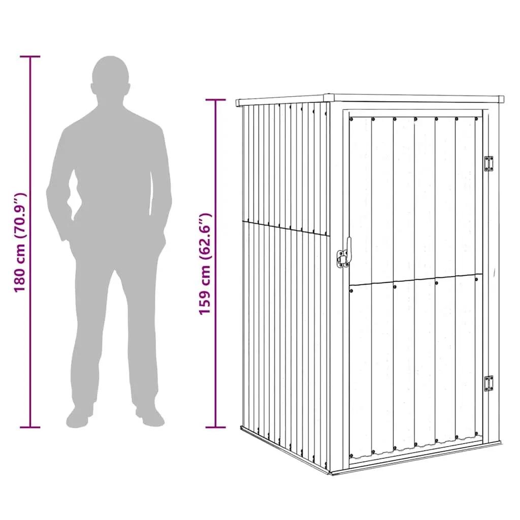Galvanised Steel Garden Tool Shed Green 88x89x161cm Outdoor Storage with Sloping Roof