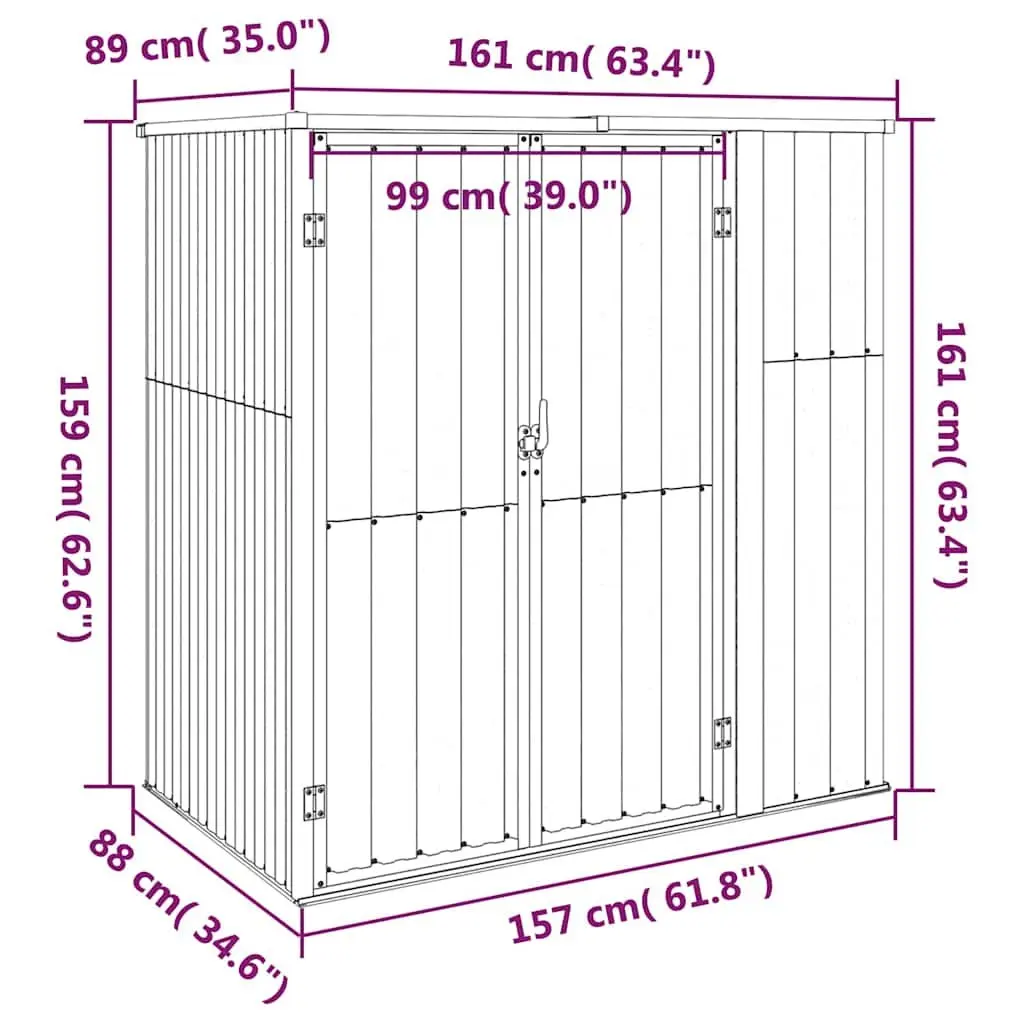 Garden Tool Shed Anthracite Outdoor Storage Galvanised Steel Structure