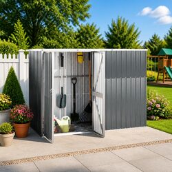 Compact and Efficient Grey Garden Tool Shed