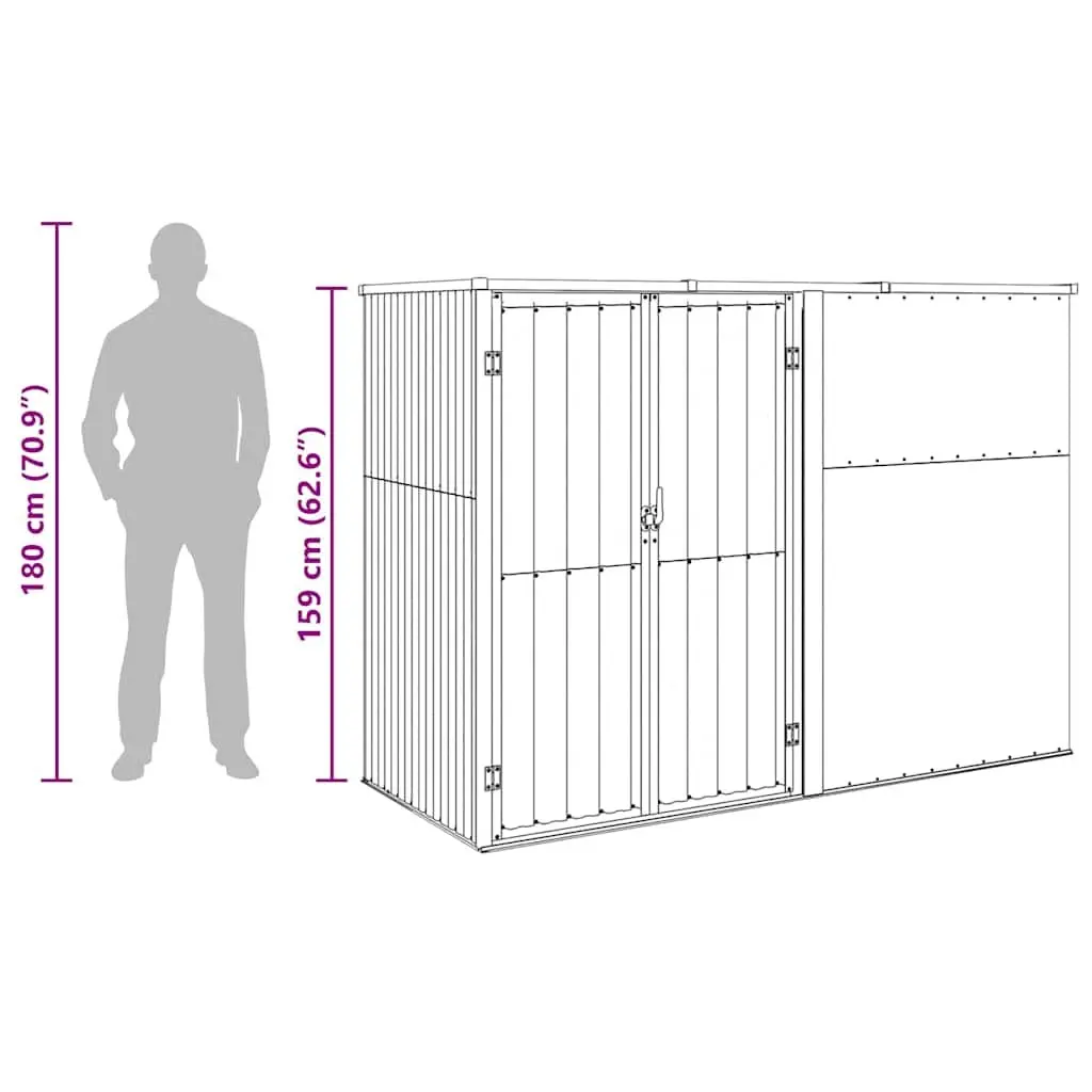 Garden Tool Shed Anthracite Galvanised Steel 225x89x161cm Large Organised Storage