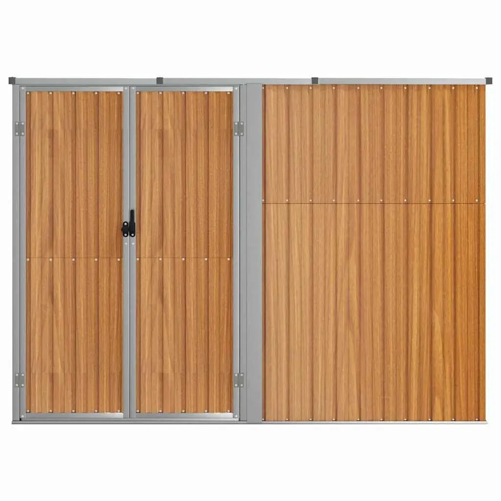 Garden Shed Galvanised Steel Brown 225x89x161cm Durable Outdoor Storage