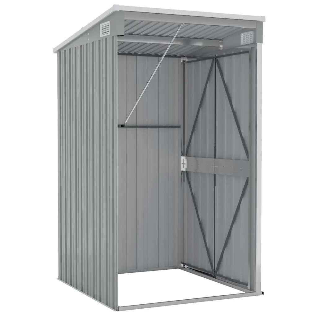 Wall-mounted Garden Shed Grey 118x100x178cm Galvanised Steel Storage House