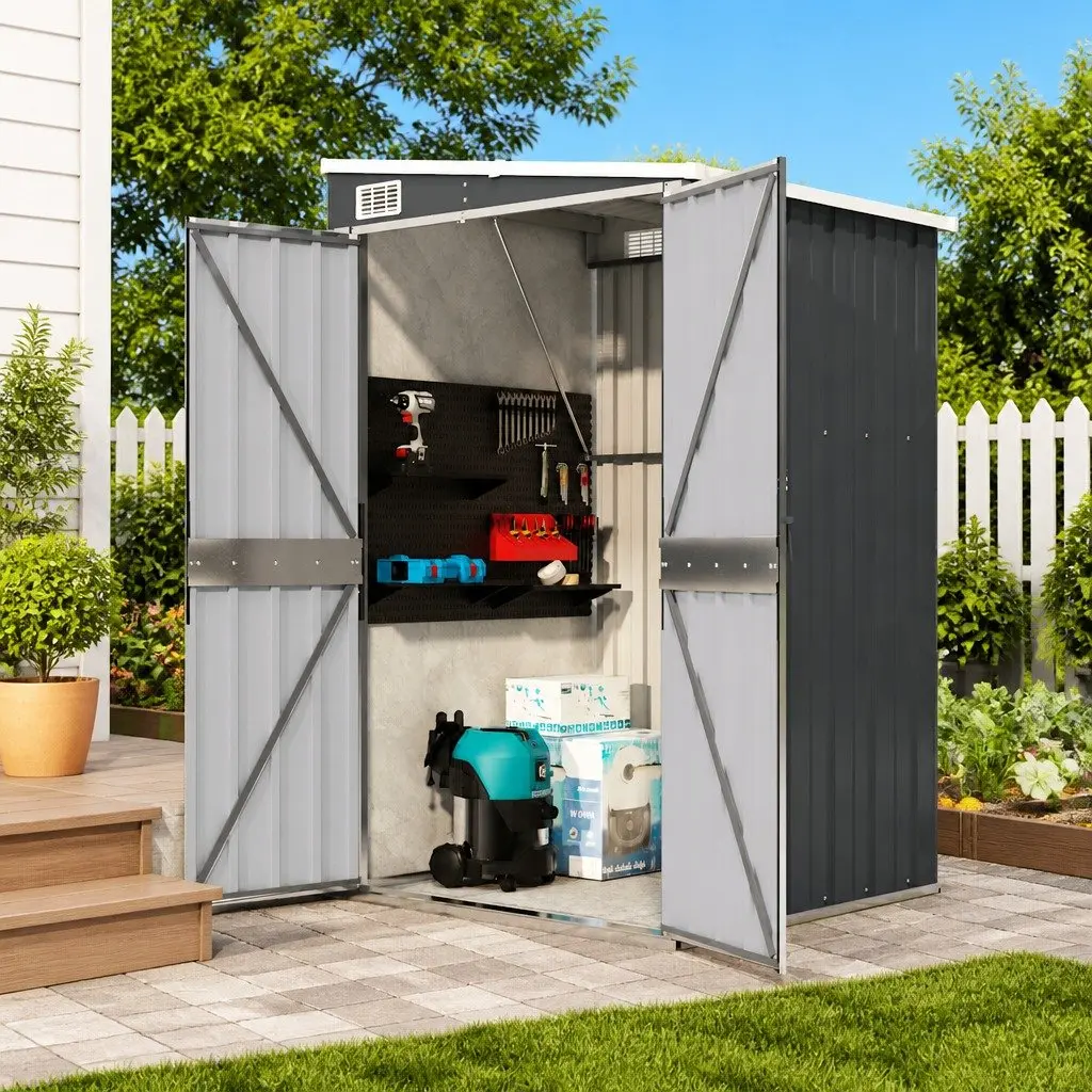 Wall-mounted Garden Shed Anthracite Storage Outdoor Steel Garage Tool Equipment