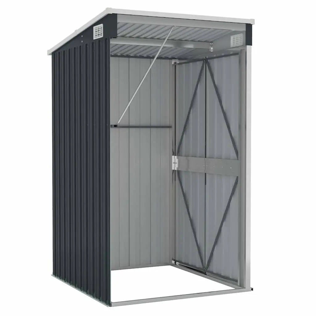 Wall-mounted Garden Shed Anthracite Steel Durable Tool Storage with Double Opening Doors