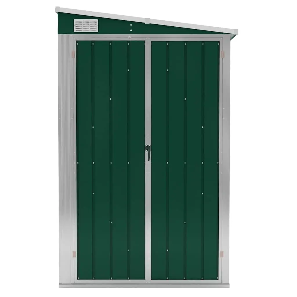 Garden Shed Green Wall-mounted Steel Double Door with Sloping Roof Drain