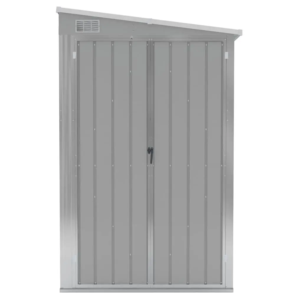 Garden Shed Grey Wall-mounted Galvanised Steel Double Door Outdoor Storage