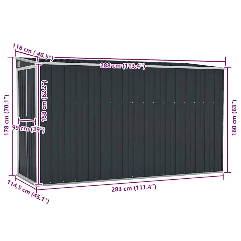 Wall-mounted Garden Shed Anthracite Outdoor Storage Galvanised Steel