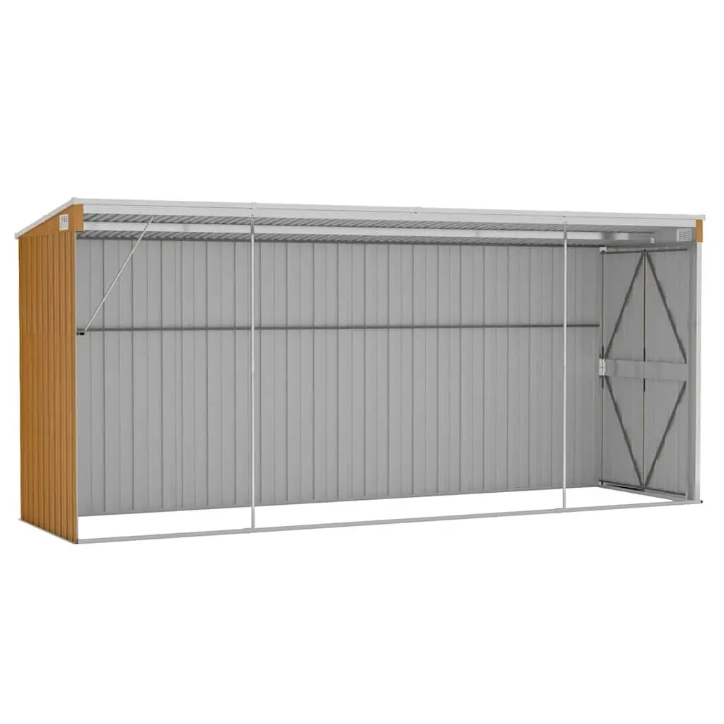 Garden Shed Brown Wall-mounted Galvanised Steel Double Door Outdoor Storage