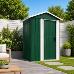 Garden Shed 126x97.5x177cm Green Outdoor Storage Tool Equipment Galvanised Steel