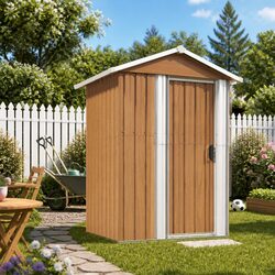 Brown Galvanised Steel Shed: Compact and Sturdy