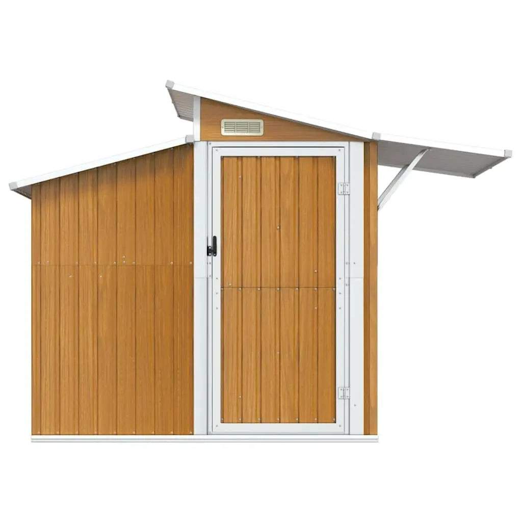 Garden Shed Brown Galvanised Steel 270x130x208.5cm Durable Outdoor Storage Tool House