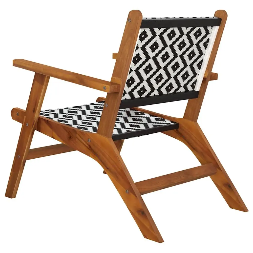Garden Chairs Brown Acacia Wood 2 Pieces Rattan Backrest