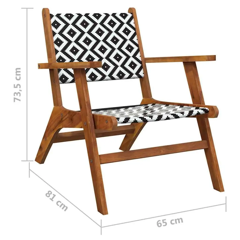 Garden Chairs Brown Acacia Wood 2 Pieces Rattan Backrest