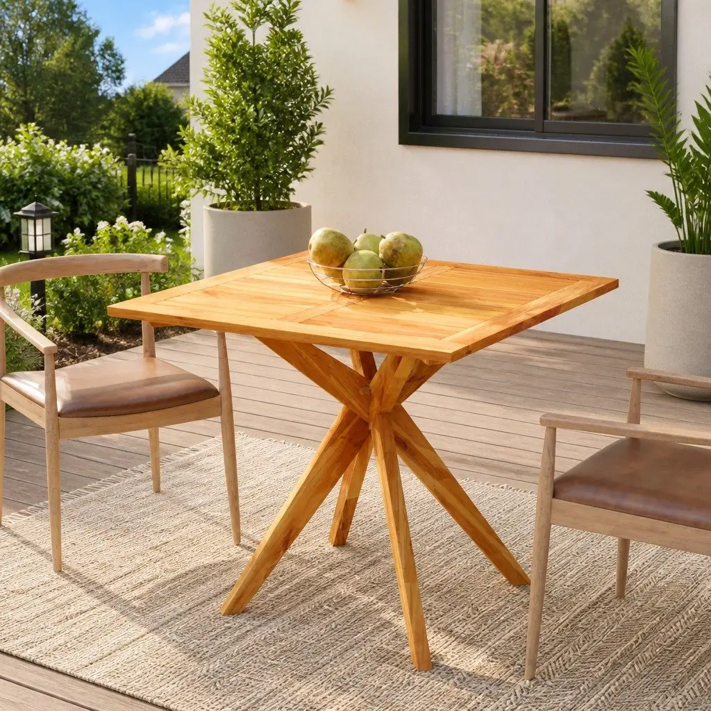 Garden Table 85x85x75 cm Outdoor Furniture Solid Acacia Wood Brown Patio Dining