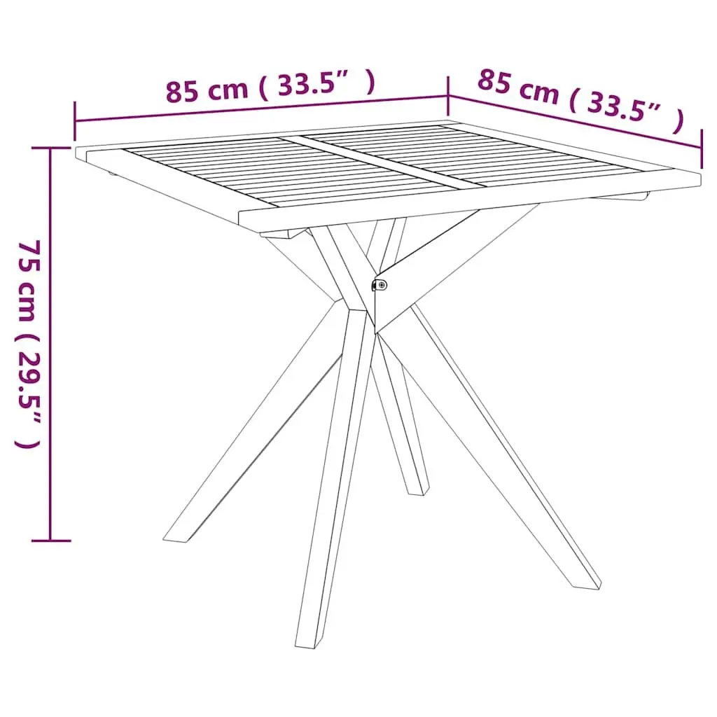 Garden Table 85x85x75 cm Outdoor Furniture Solid Acacia Wood Brown Patio Dining