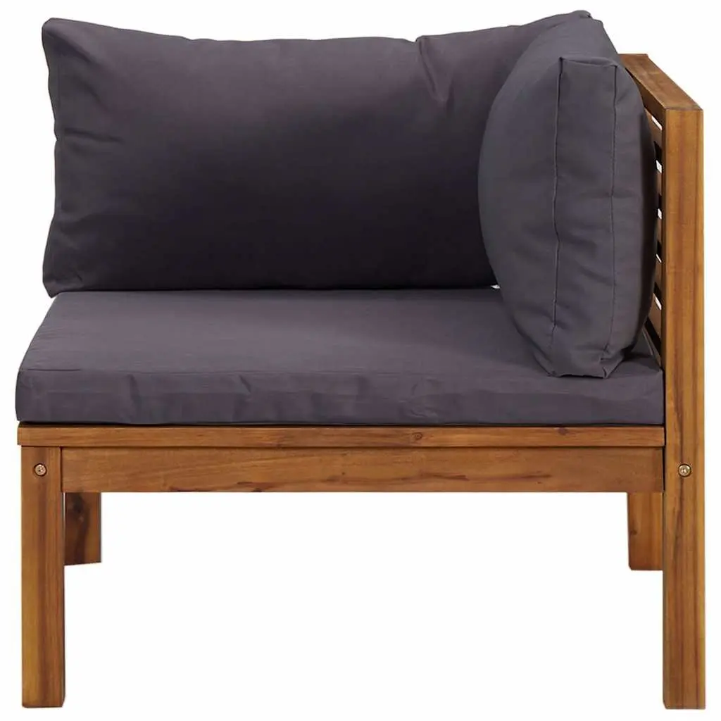 Outdoor Sectional Sofa Set 2 Piece Grey Cushions Acacia Wood Garden Lounge