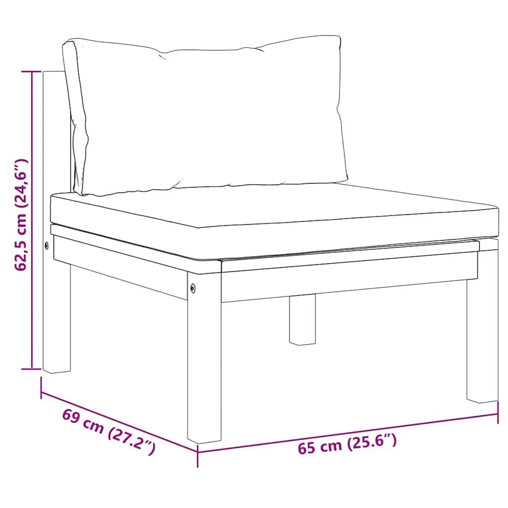 Garden Sofa Set Grey 2 Piece Sectional with Padded Cushions and Integrated Table for Outdoor Use