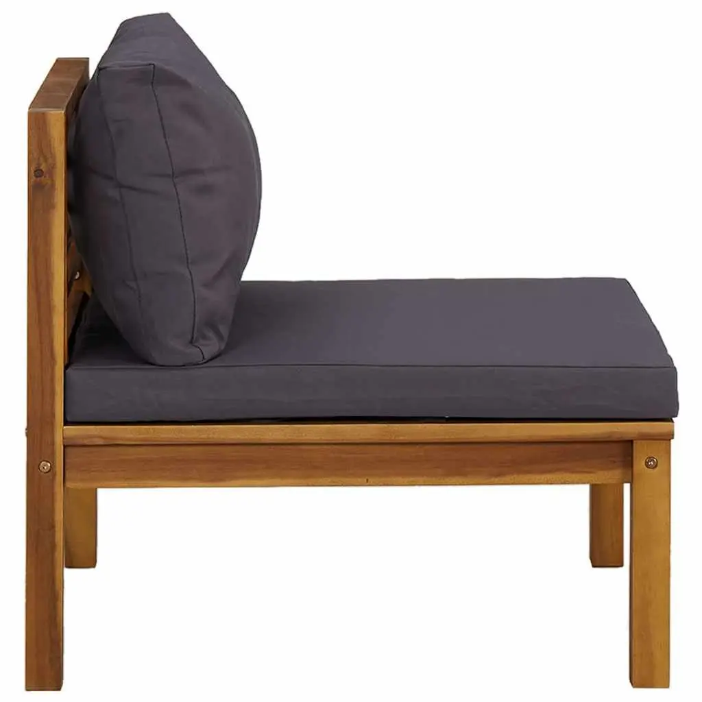 Garden Sofa Set Grey 2 Piece Sectional with Padded Cushions and Integrated Table for Outdoor Use