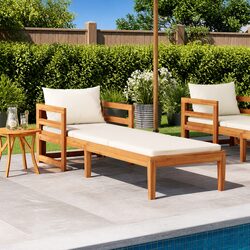 Compact Acacia Wood Sun Lounger for Outdoor Enjoyment
