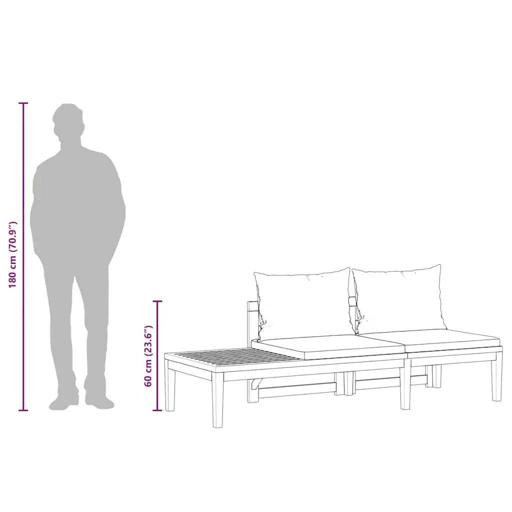 Garden Bench with Table and Cushions