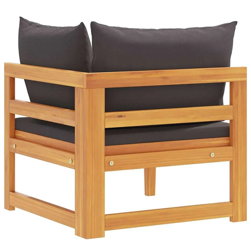 Outdoor Corner Sofa Acacia Wood Dark Grey Cushions Sectional Lounge