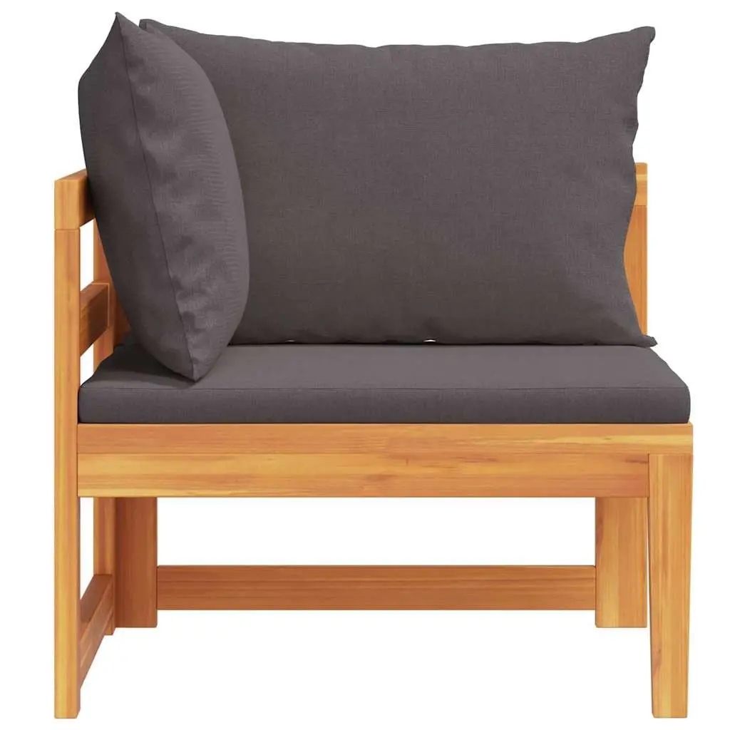 Outdoor Corner Sofa Acacia Wood Dark Grey Cushions Sectional Lounge
