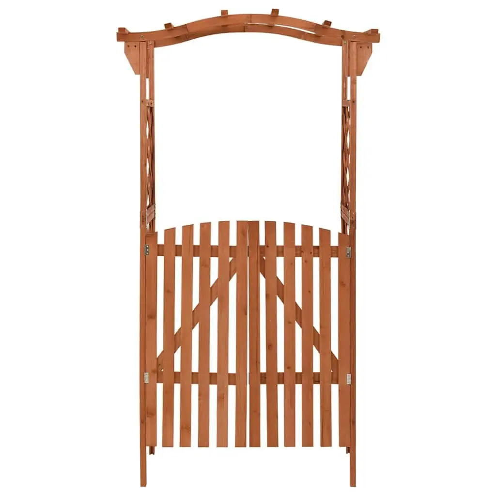 Garden Pergola Brown 116x40x204cm Wooden Arch Outdoor Structure with Integrated Gate