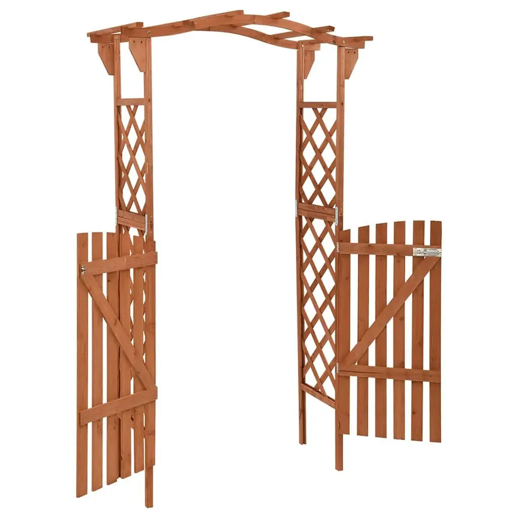 Garden Pergola Brown 116x40x204cm Wooden Arch Outdoor Structure with Integrated Gate