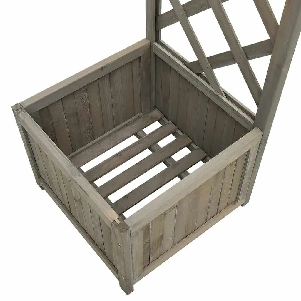 Garden Arch Trellis Grey Solid Firwood Pergola with Integrated Planters for Outdoor Spaces