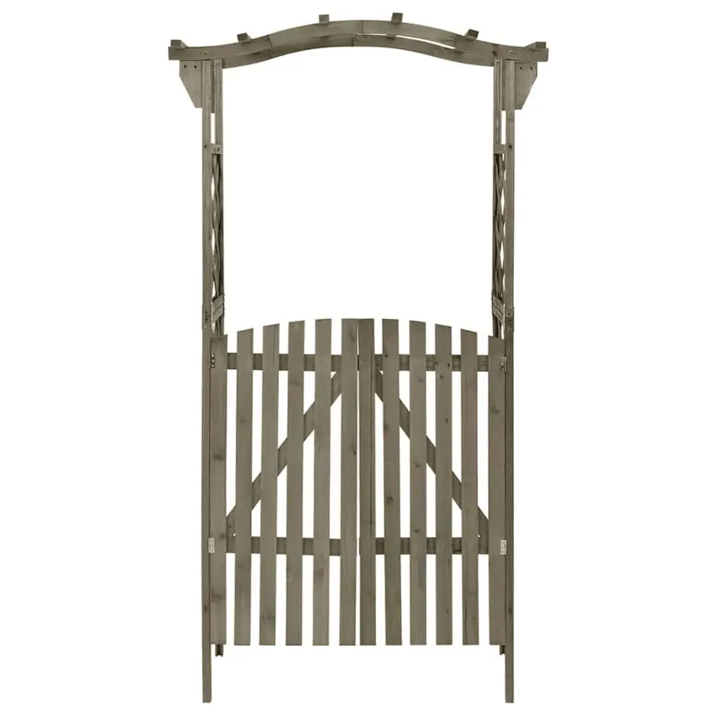 Garden Pergola Grey 116x40x204 cm Wooden Structure with Gate Outdoor Arch