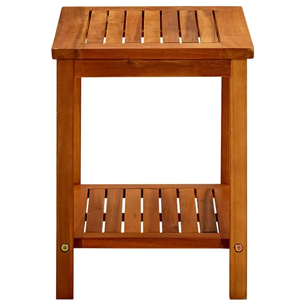 Coffee Table Brown Solid Acacia Wood Slatted Top Storage Shelf