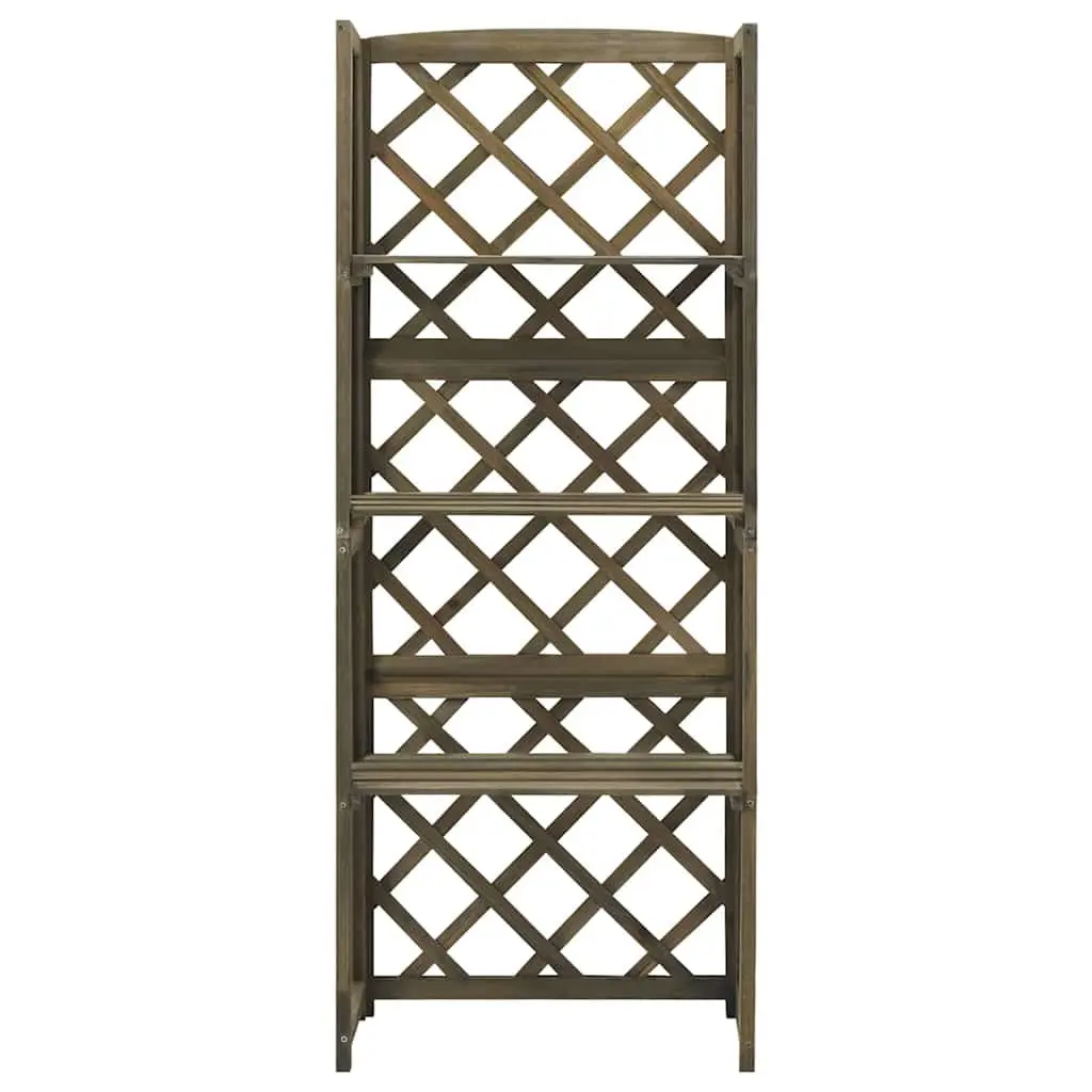 Outdoor Climbing Plant Support Grey Wooden Trellis with Shelves 55x30x140cm Solid Fir Construction
