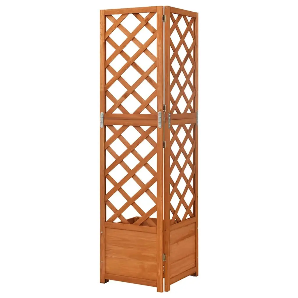 Corner Trellis Planter Brown 40x40x150 cm Fir Wood Integrated Climbing Support