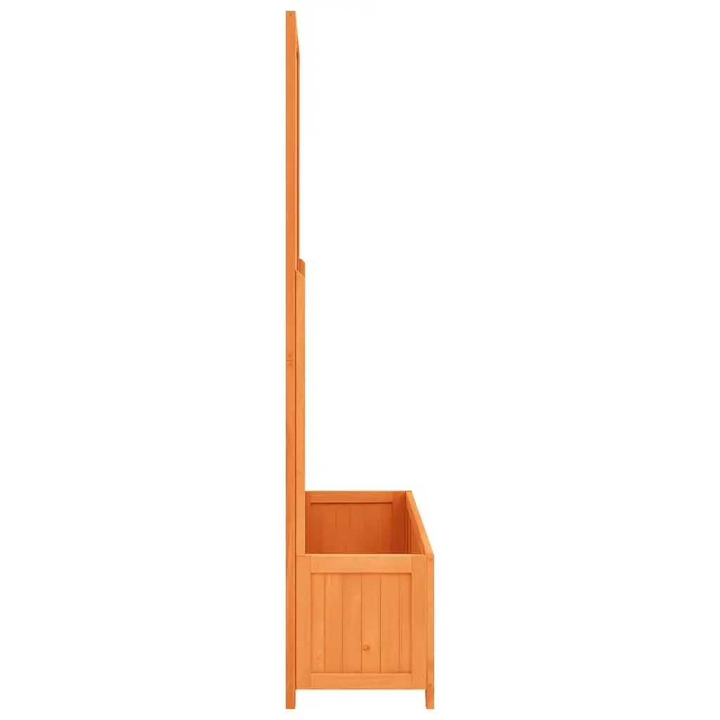 Garden Planter Brown Wooden 70 x 30 x 135 cm Integrated Trellis Support for Climbing Plants