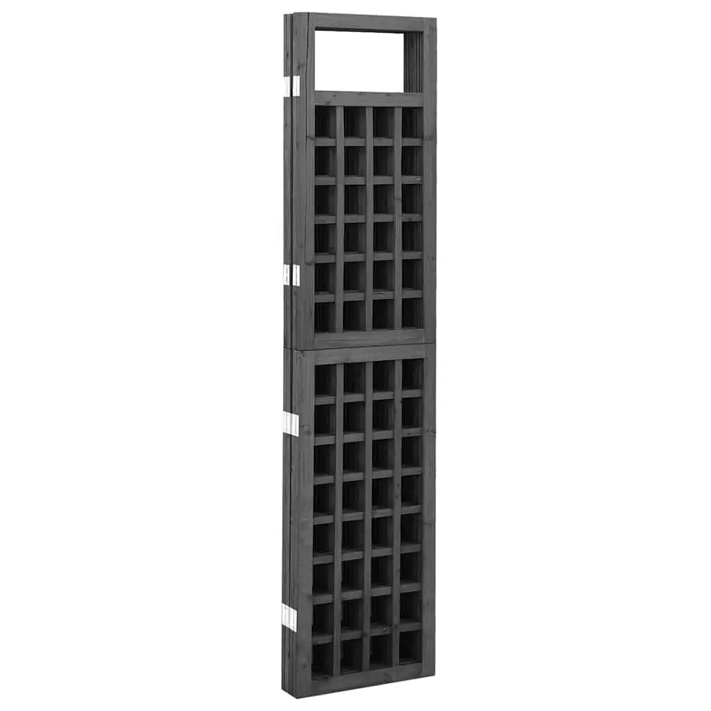3-Panel Room Divider Trellis Black Solid Fir Wood Folding Privacy Screen