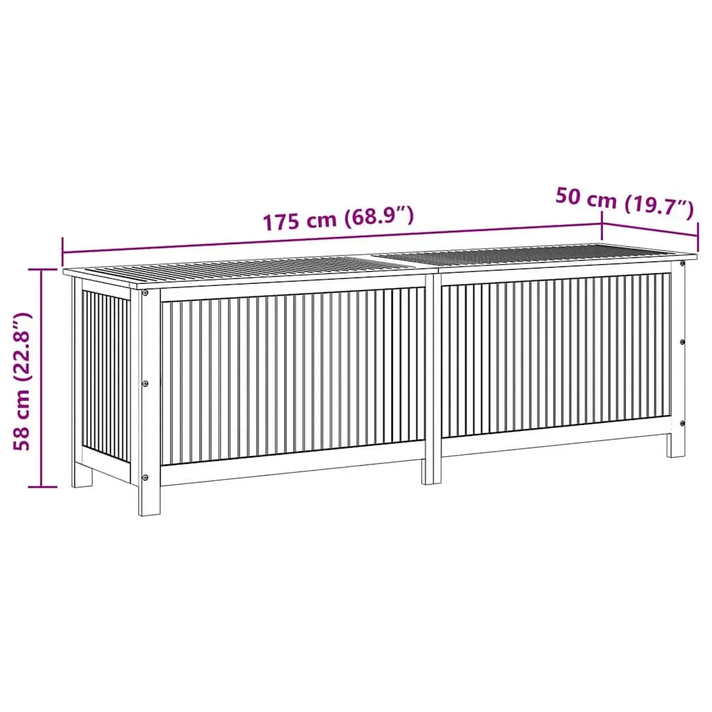Garden Storage Box 175x50x58 cm Solid Wood Outdoor Furniture Cushion Pillow