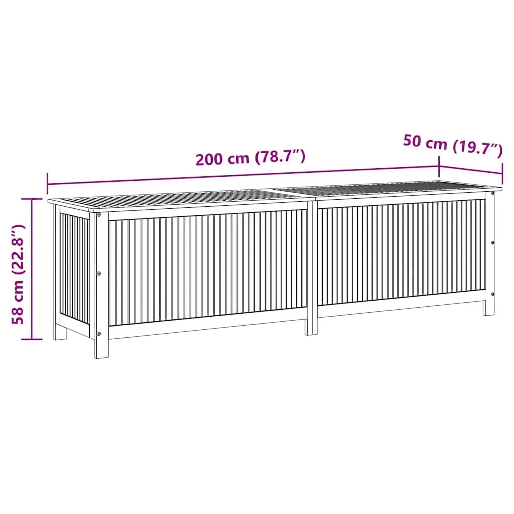 Garden Storage Box 200x50x58 cm for Outdoors