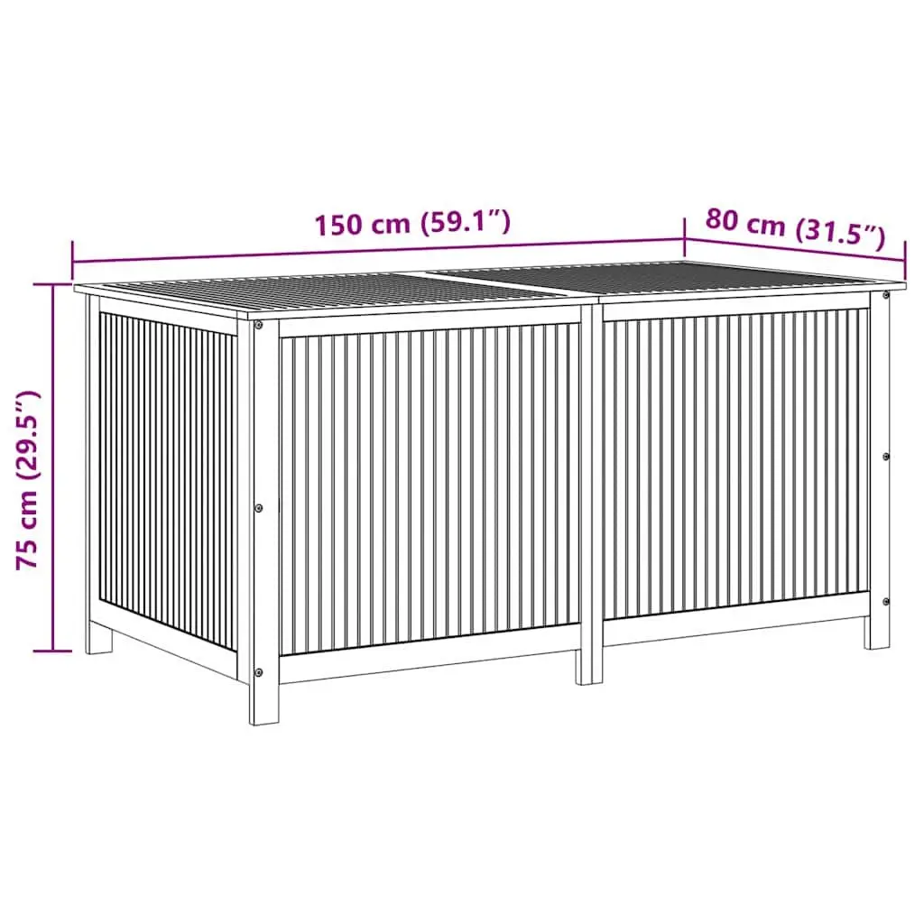 Garden Storage Box 150x80x75 cm Outdoor Wooden Furniture Chest Acacia Cushion