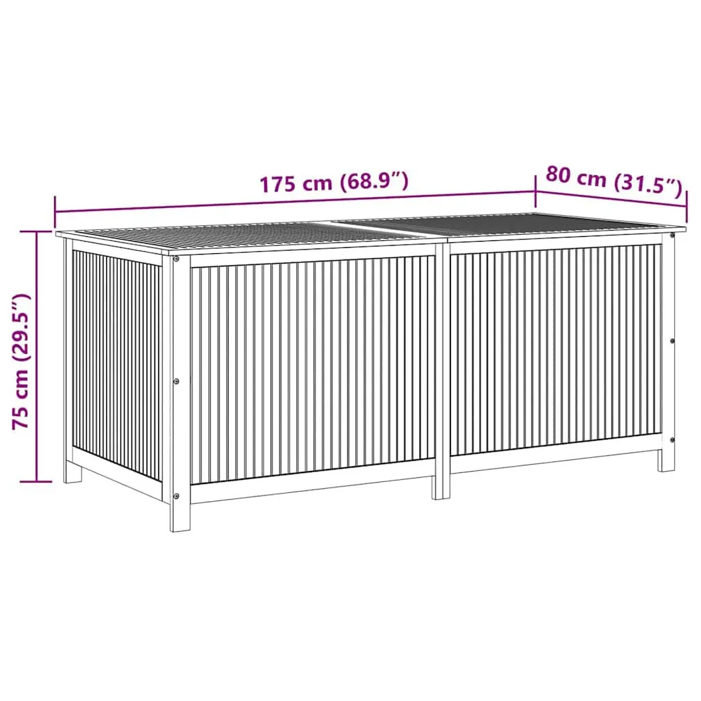 Garden Storage Box 175x80x75 cm Solid Acacia Wood Outdoor Cushion Pillow Chest