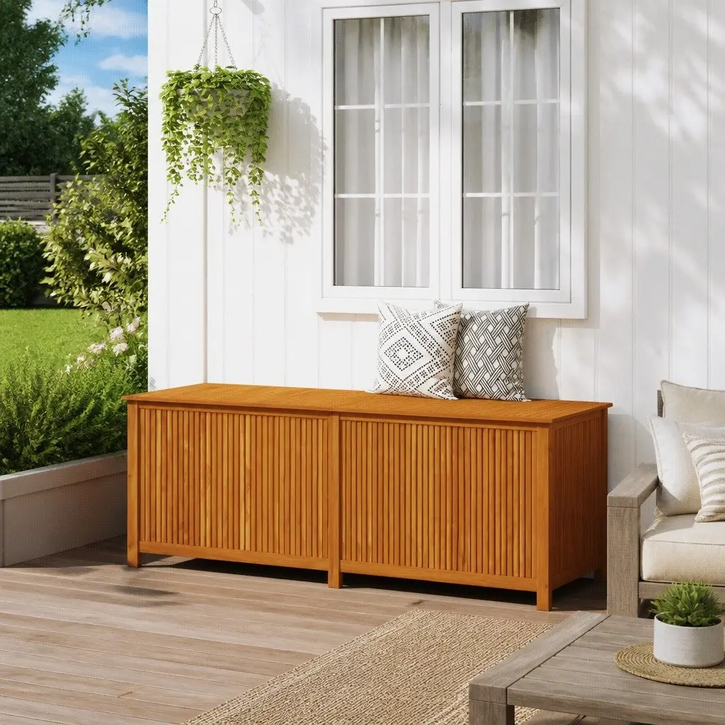 Garden Storage Box Brown 200x80x75 cm Solid Acacia Wood Water-Resistant Interior Bag