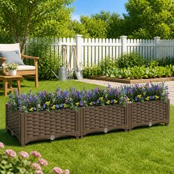 Compact Raised Planter Box 120x40x23cm Brown