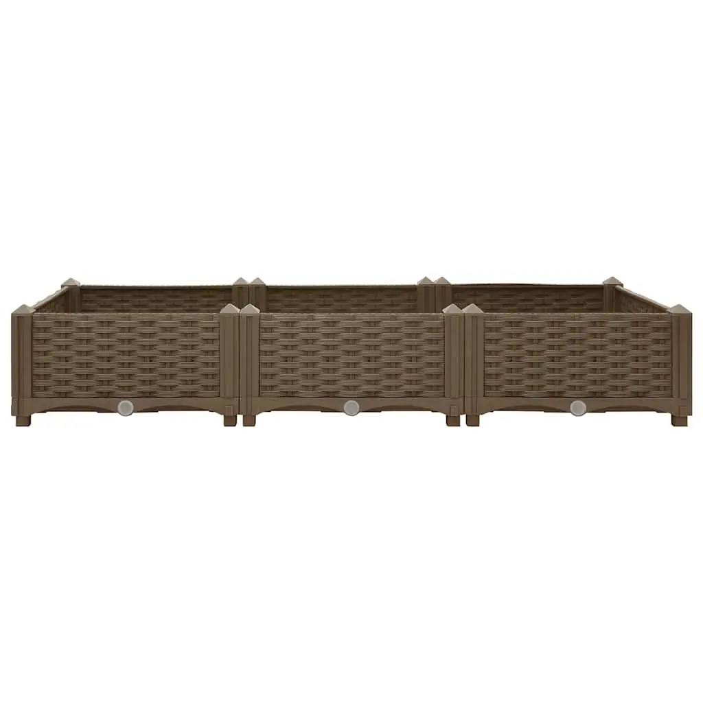 Raised Garden Bed Planter Box Brown 120x40x23cm Durable Polypropylene Outdoor