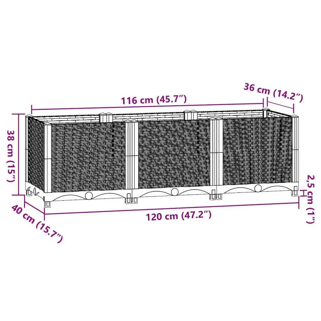 Raised Garden Bed Planter Brown Large Deep Container for Outdoor Vegetables Herbs Flowers