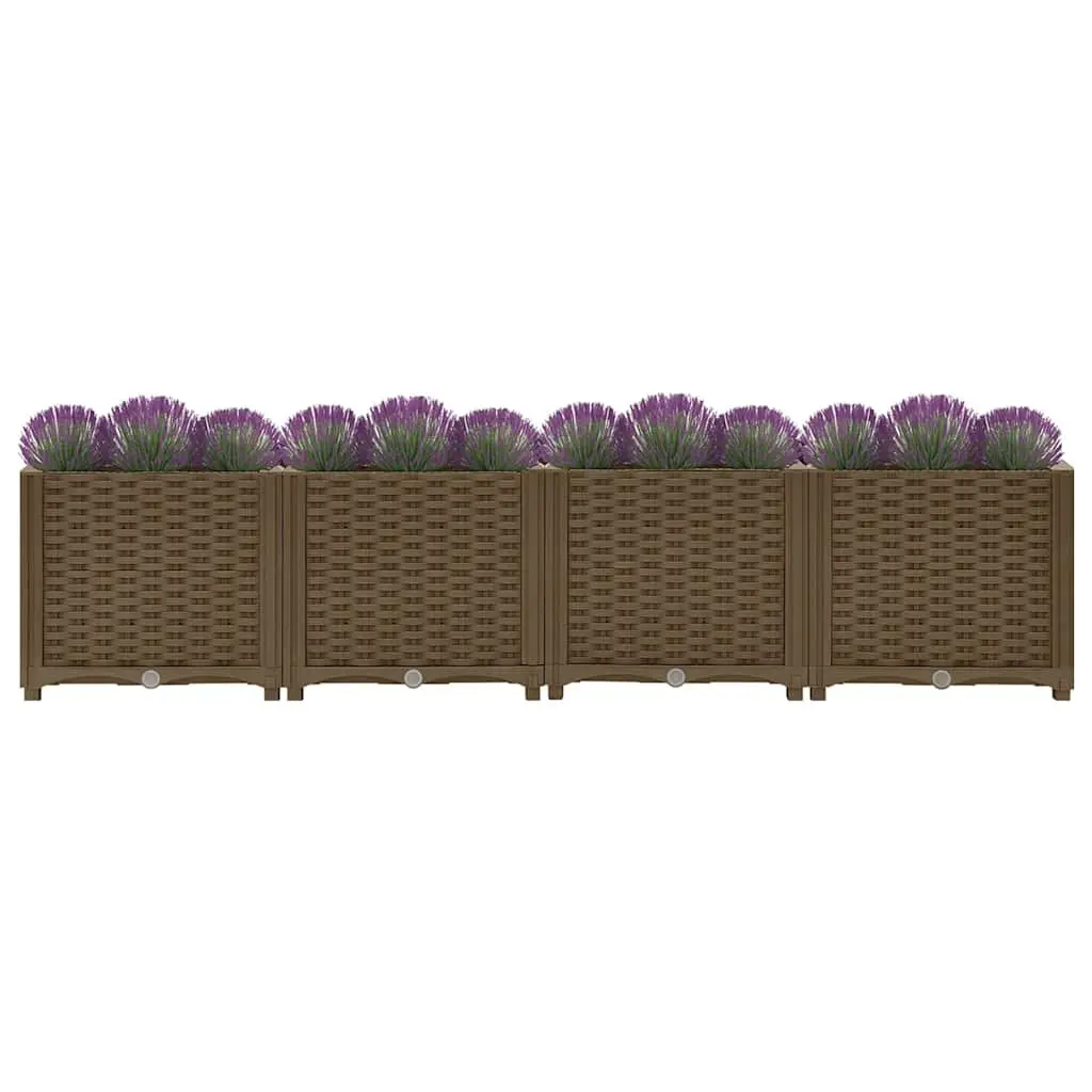 Raised Garden Bed Brown 160x40x38cm Sturdy Polypropylene Outdoor Planter Box