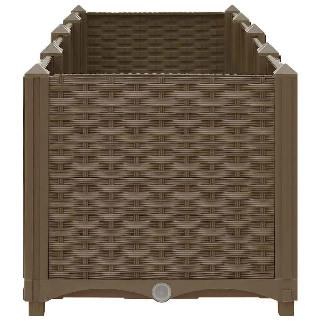 Raised Garden Bed Brown 160x40x38cm Sturdy Polypropylene Outdoor Planter Box