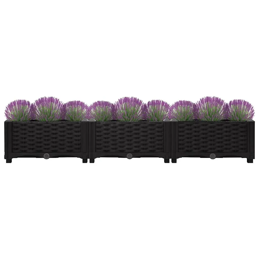 Raised Garden Bed Planter Black Polypropylene Outdoor Sturdy Construction