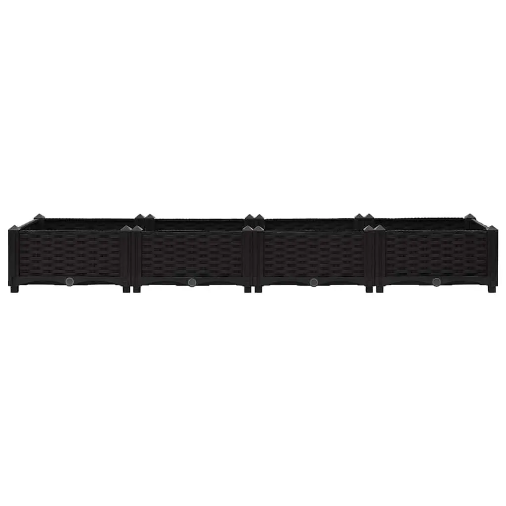 Raised Garden Bed Planter Black 160 x 40 x 23 cm Sturdy Polypropylene Construction for Outdoor Gardening