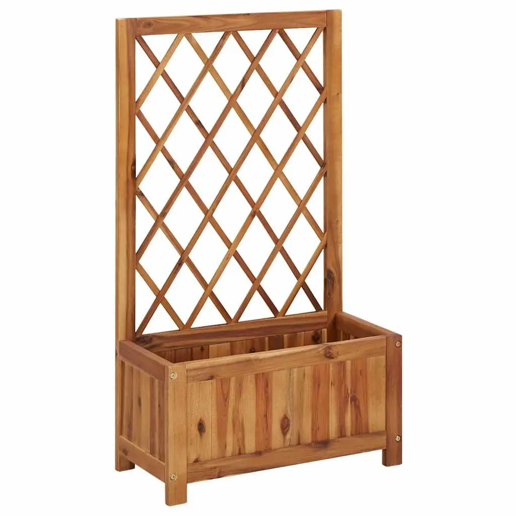 Garden Raised Bed Brown Solid Wood with Integrated Trellis