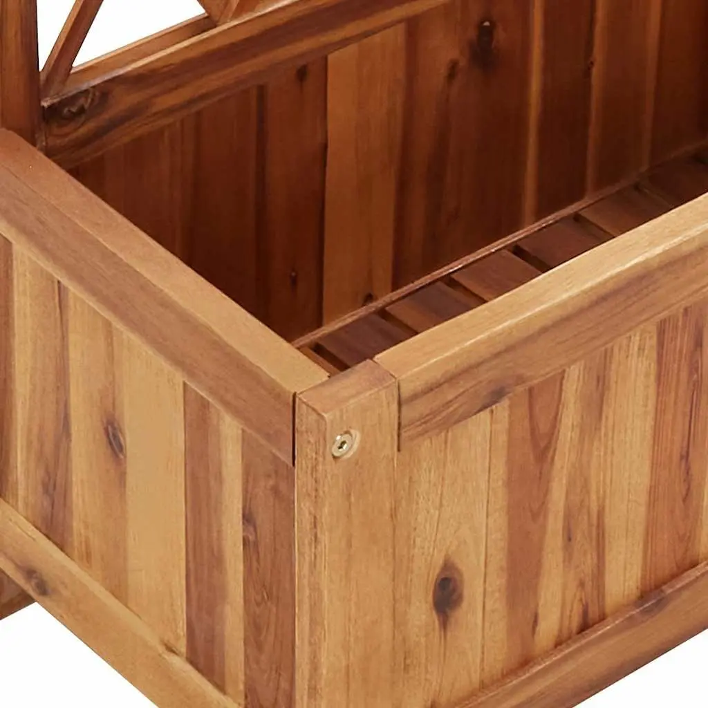 Garden Raised Bed Brown Solid Wood with Integrated Trellis